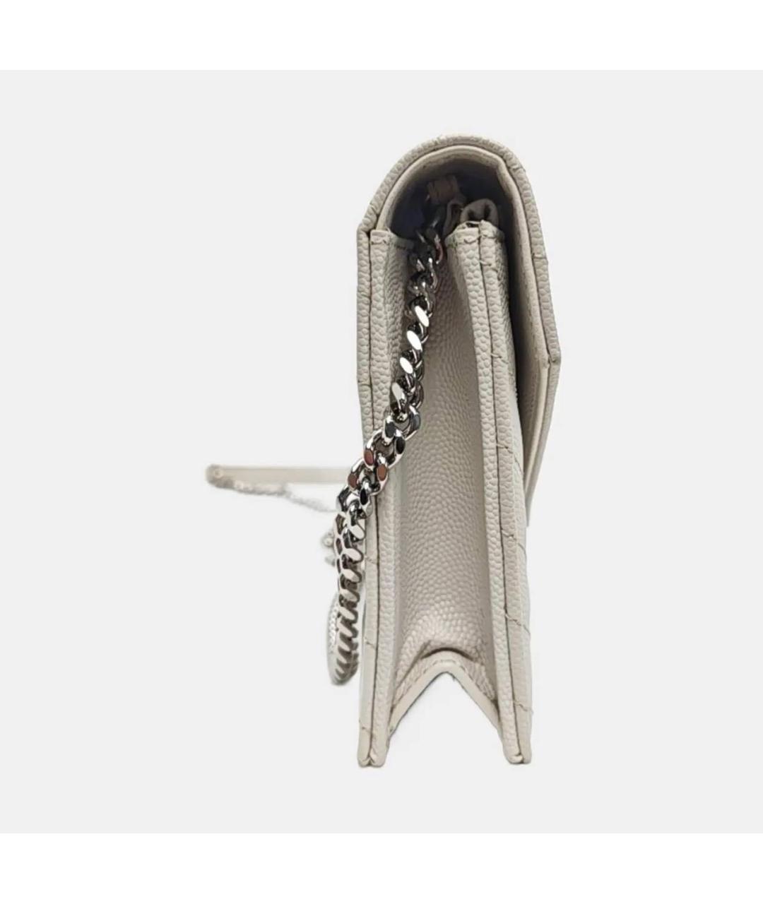 SAINT LAURENT Белая кожаная сумка через плечо, фото 3