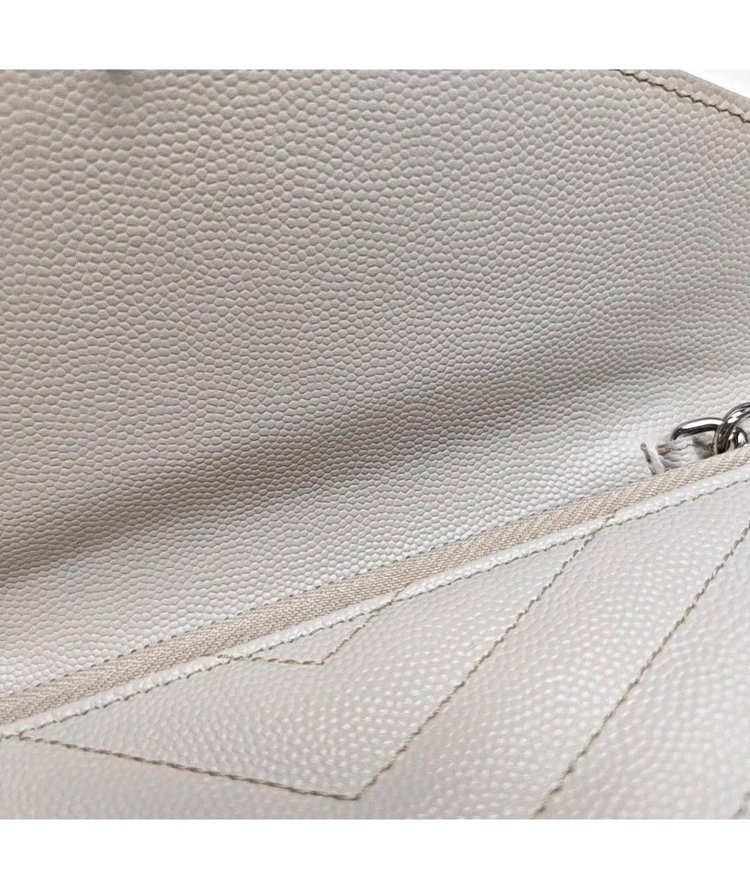 SAINT LAURENT Белая кожаная сумка через плечо, фото 7