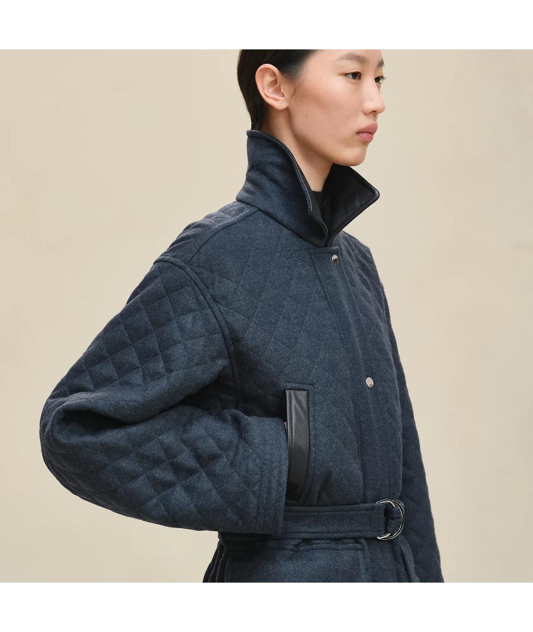 HERMES Синее шерстяное пальто, фото 4