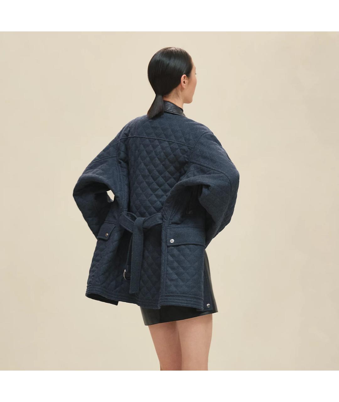 HERMES Синее шерстяное пальто, фото 3