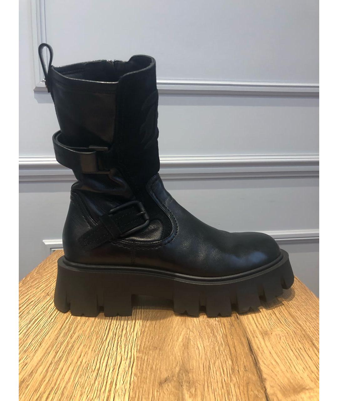 ERMANNO SCERVINO Черные кожаные сапоги, фото 9