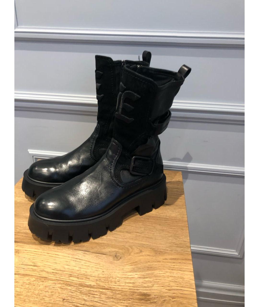 ERMANNO SCERVINO Черные кожаные сапоги, фото 4