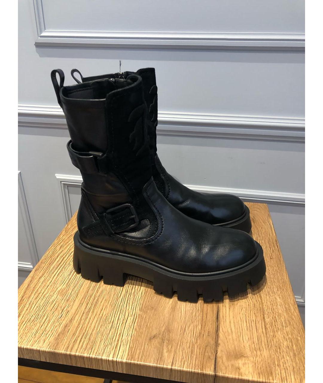 ERMANNO SCERVINO Черные кожаные сапоги, фото 2