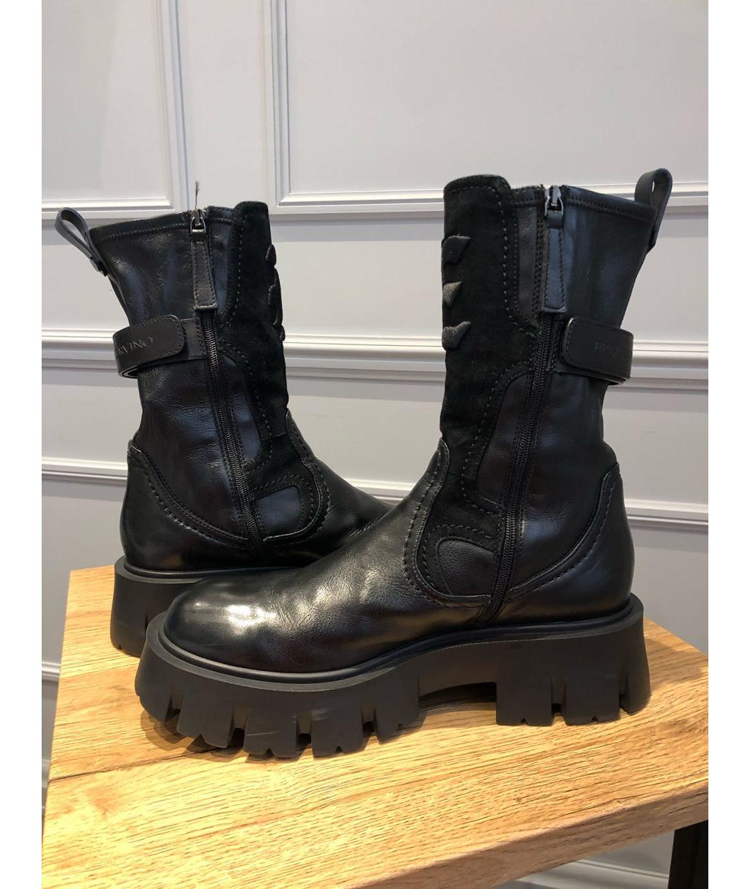 ERMANNO SCERVINO Черные кожаные сапоги, фото 7