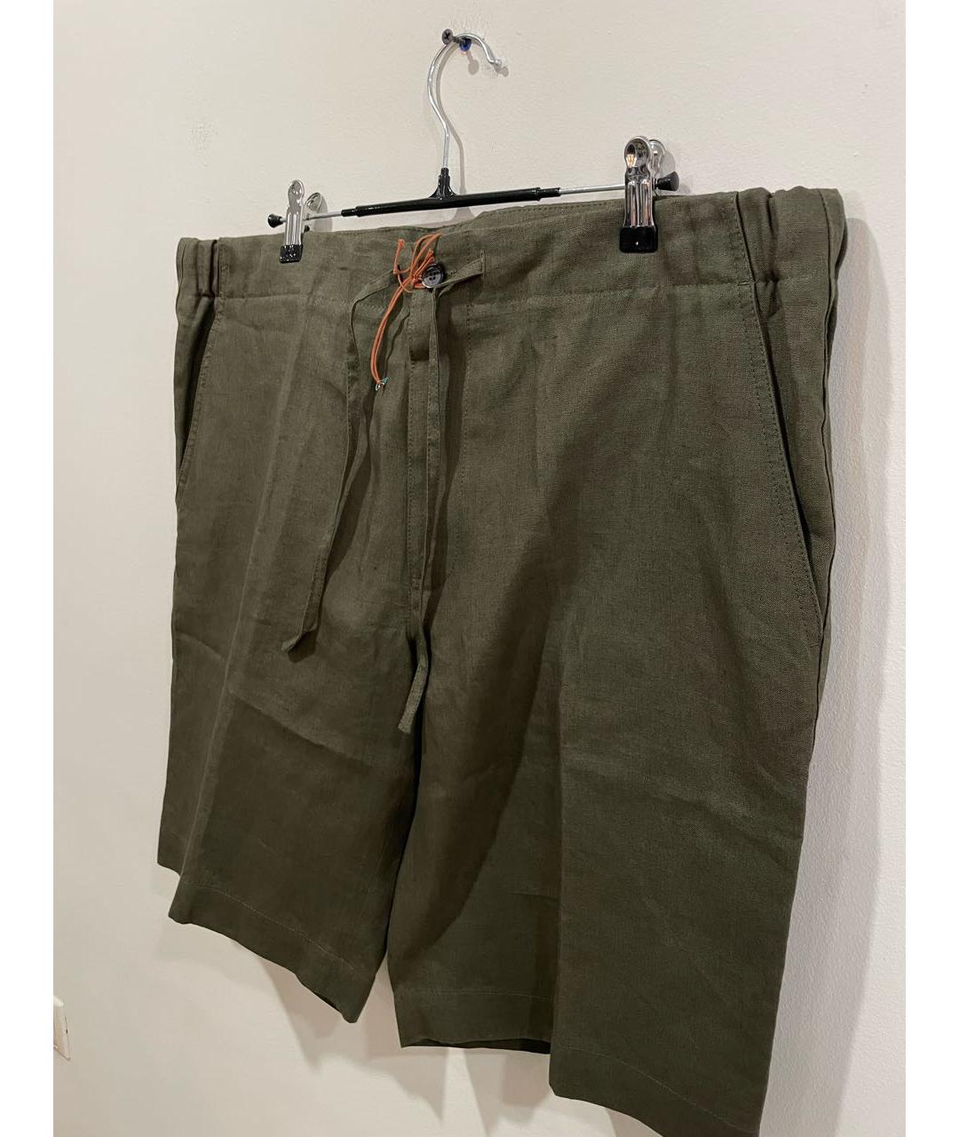 LORO PIANA Хаки льняные шорты, фото 3