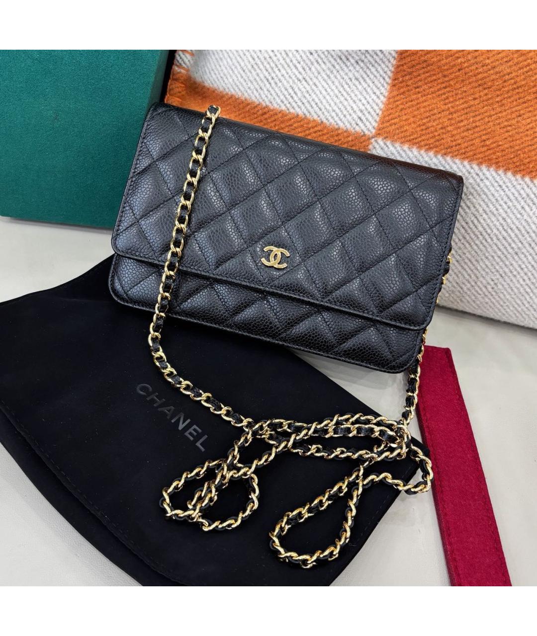CHANEL Черная кожаная сумка через плечо, фото 8