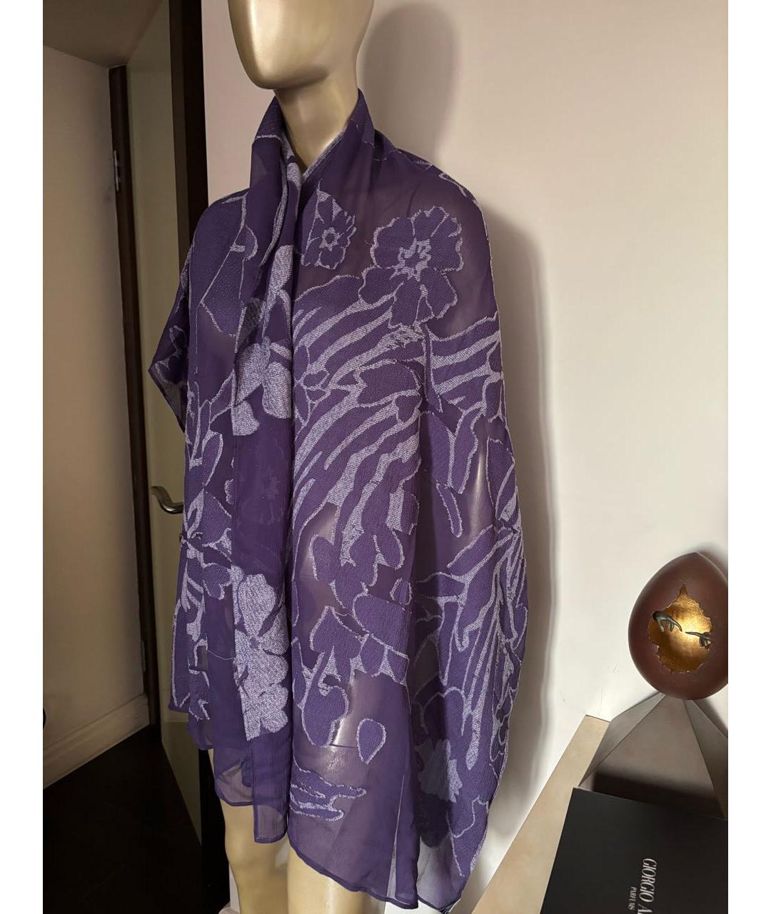 GIORGIO ARMANI Фиолетовый шелковый шарф, фото 7