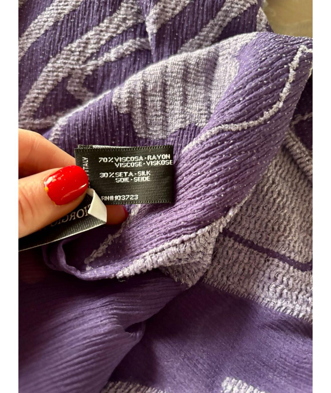GIORGIO ARMANI Фиолетовый шелковый шарф, фото 2