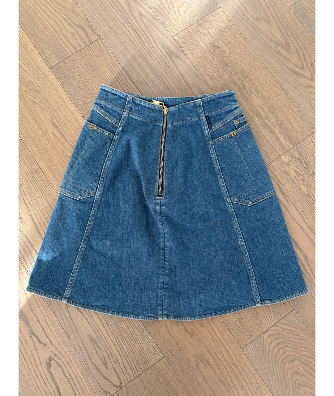 LOUIS VUITTON Синяя хлопковая юбка миди, фото 2