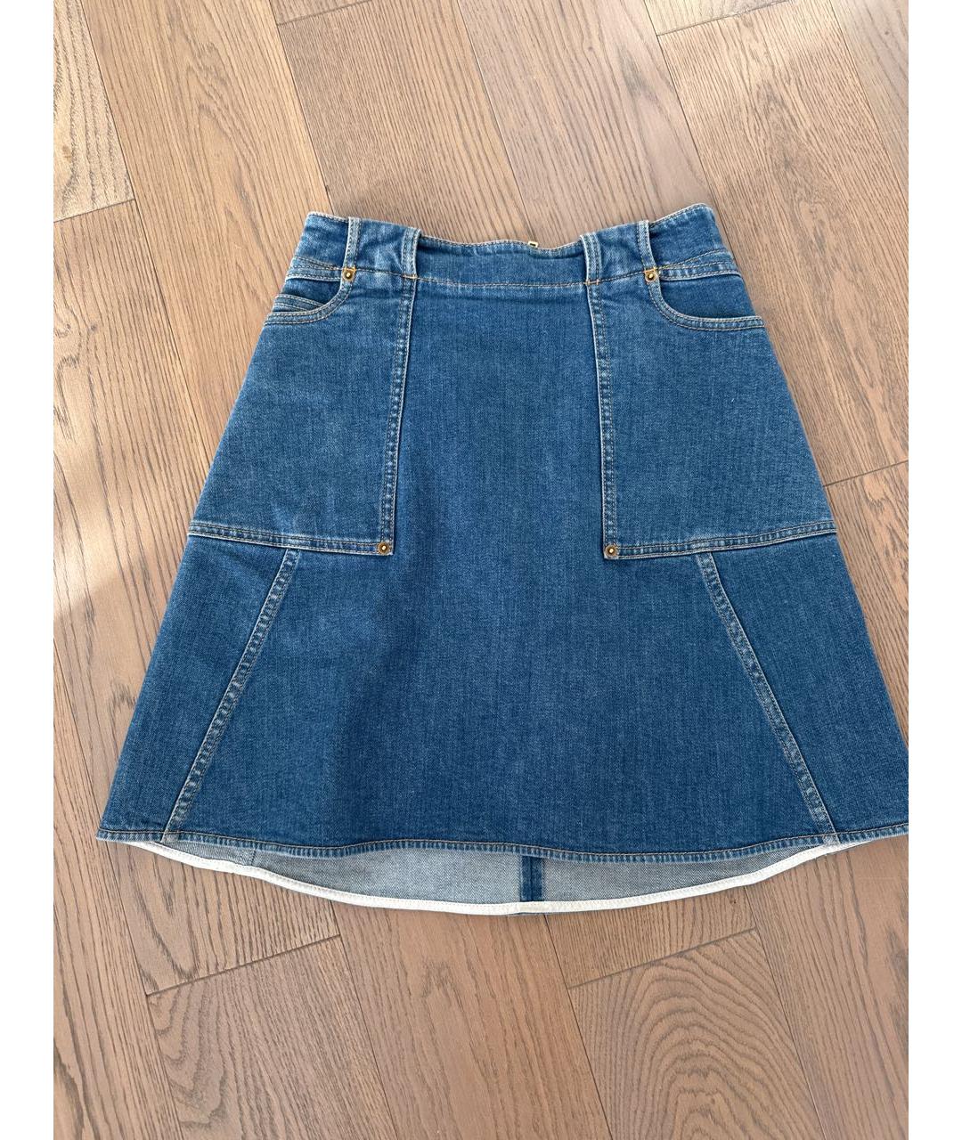 LOUIS VUITTON Синяя хлопковая юбка миди, фото 5