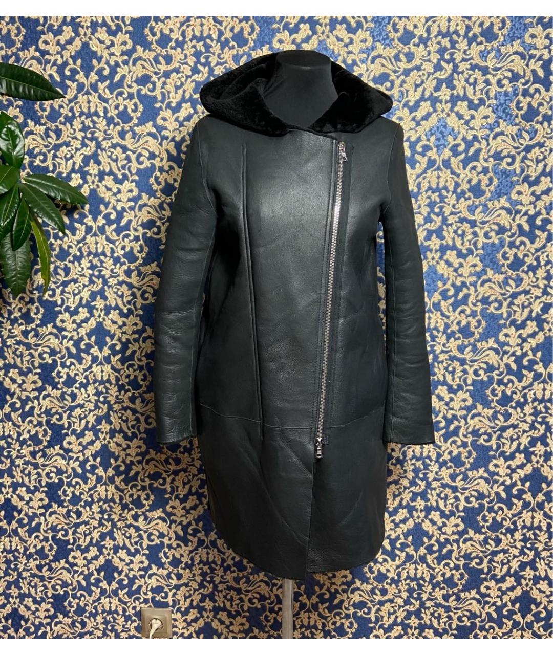 SANDRO Черная кожаная дубленка, фото 8