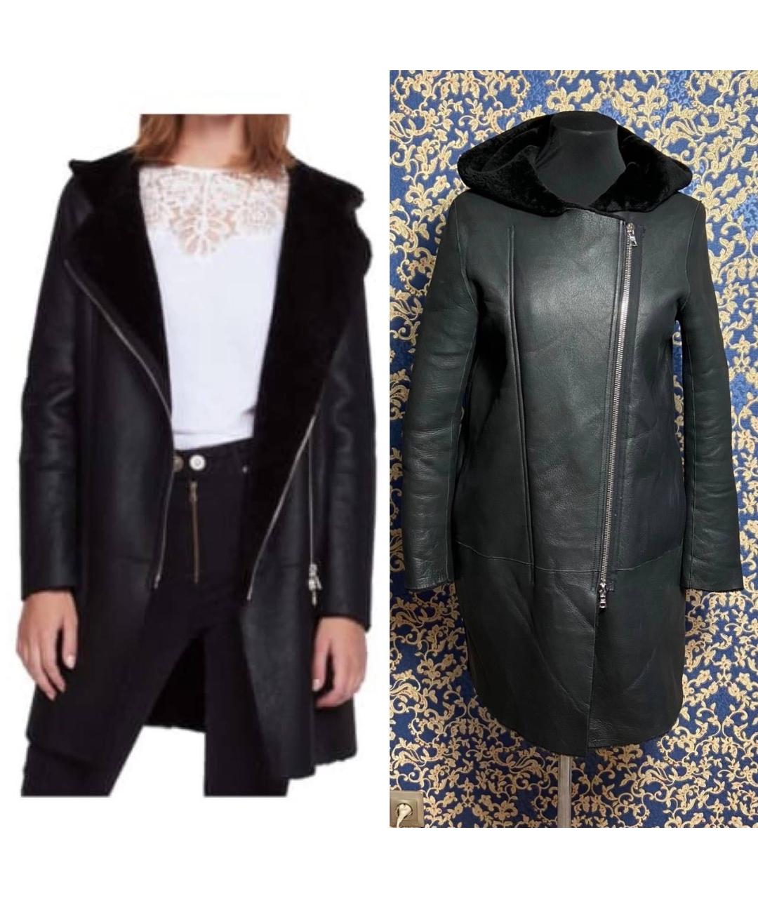 SANDRO Черная кожаная дубленка, фото 5