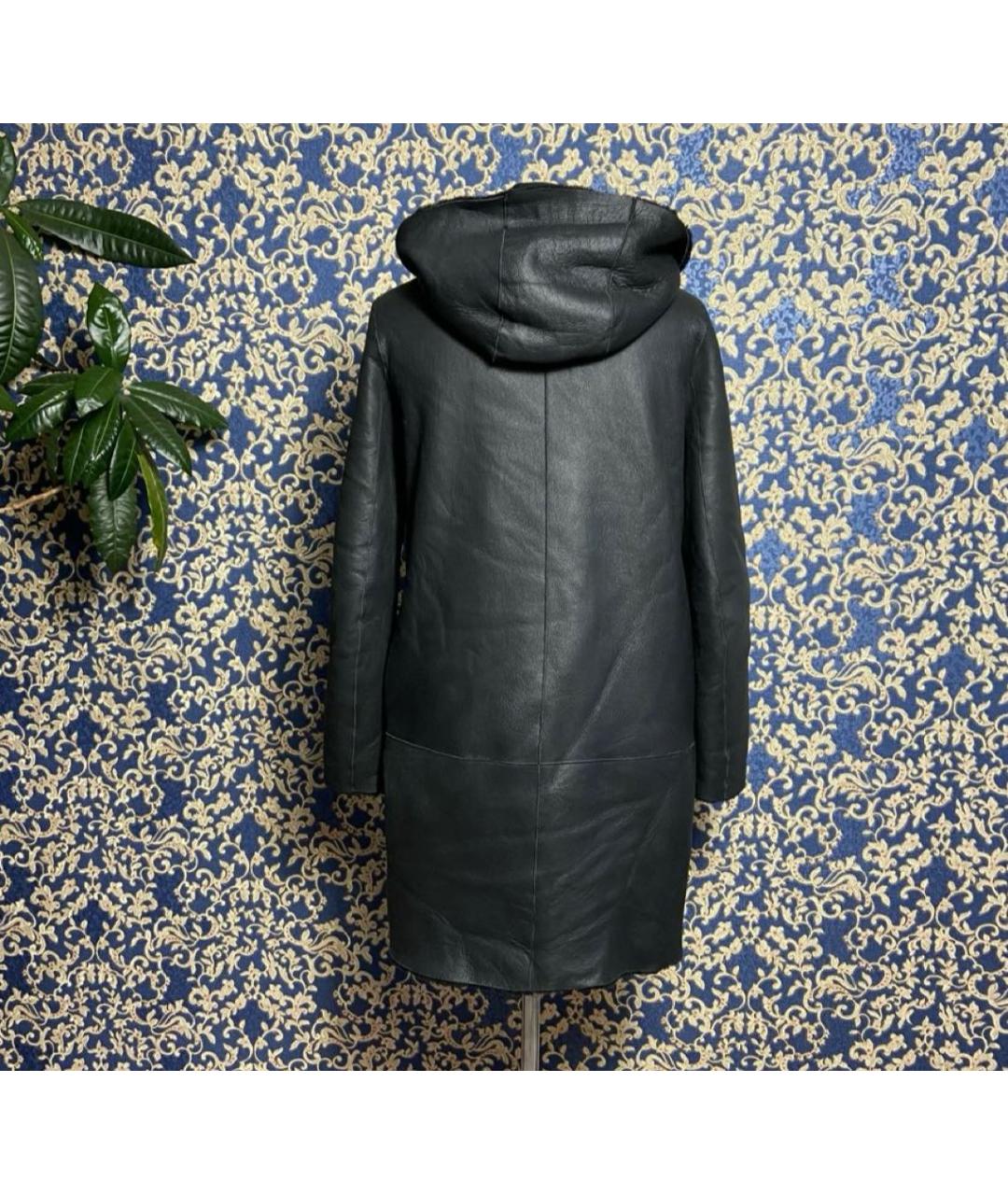 SANDRO Черная кожаная дубленка, фото 2