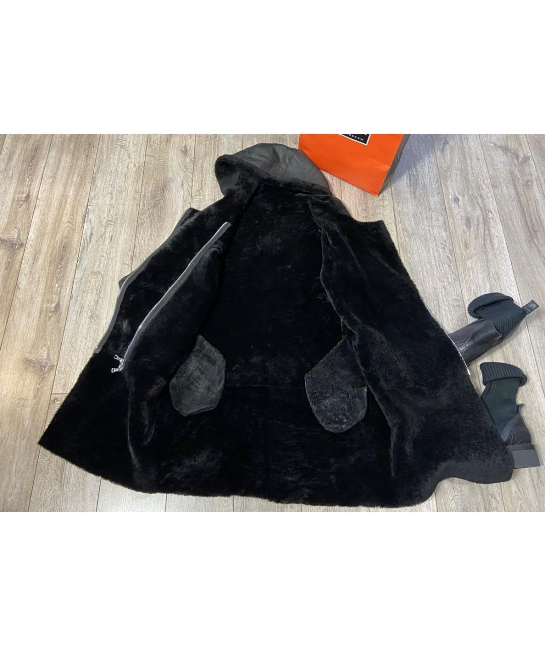 SANDRO Черная кожаная дубленка, фото 3