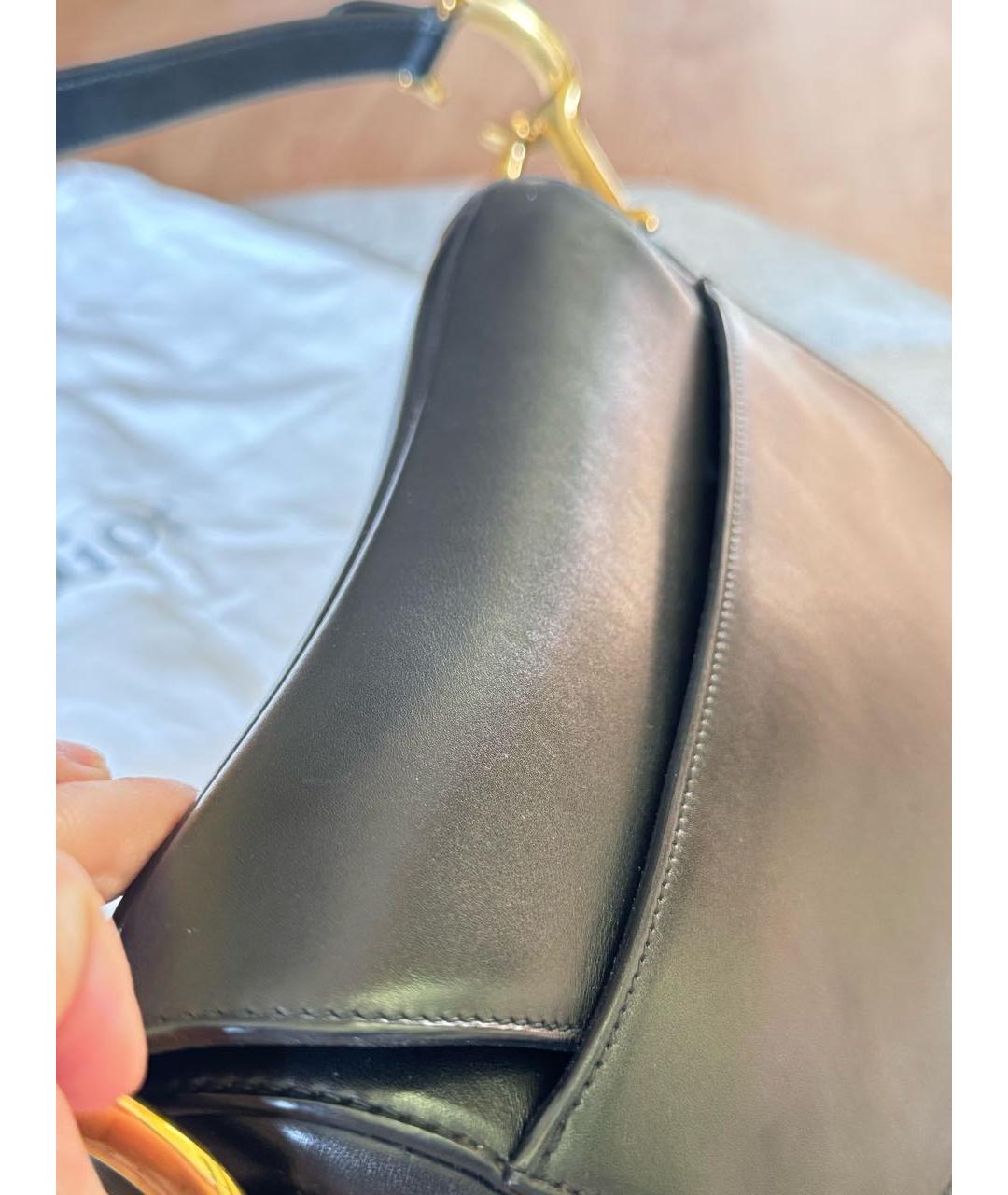 CHRISTIAN DIOR Черная кожаная сумка с короткими ручками, фото 6