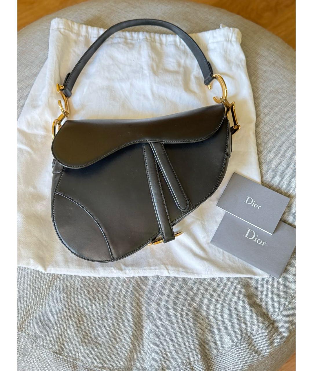 CHRISTIAN DIOR Черная кожаная сумка с короткими ручками, фото 9