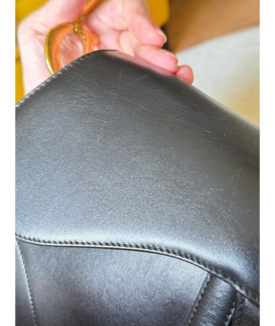 CHRISTIAN DIOR Черная кожаная сумка с короткими ручками, фото 8