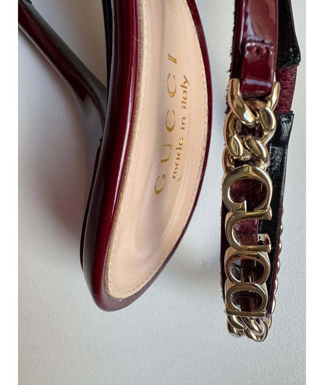 GUCCI Бордовые туфли из лакированной кожи, фото 4