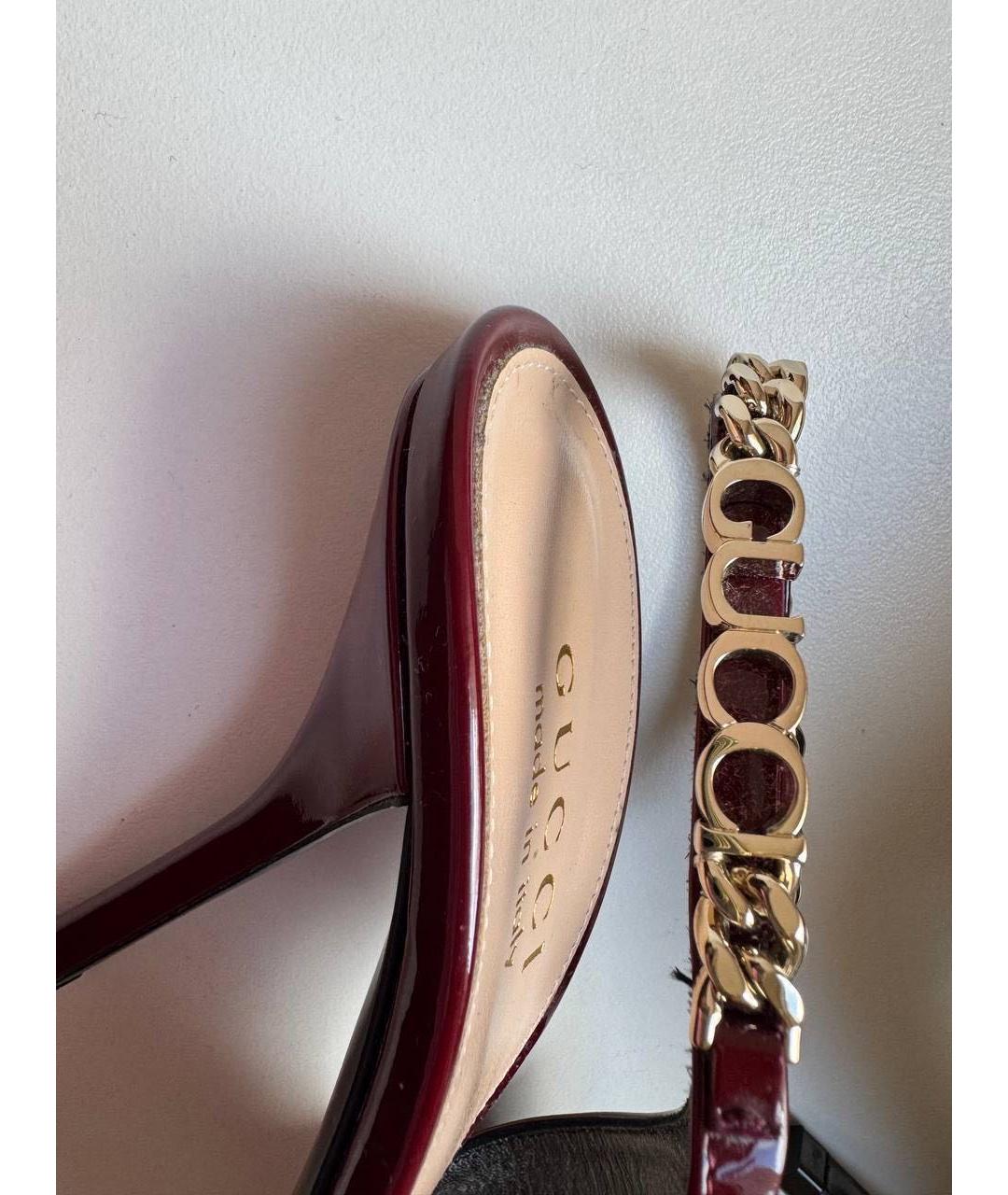 GUCCI Бордовые туфли из лакированной кожи, фото 3