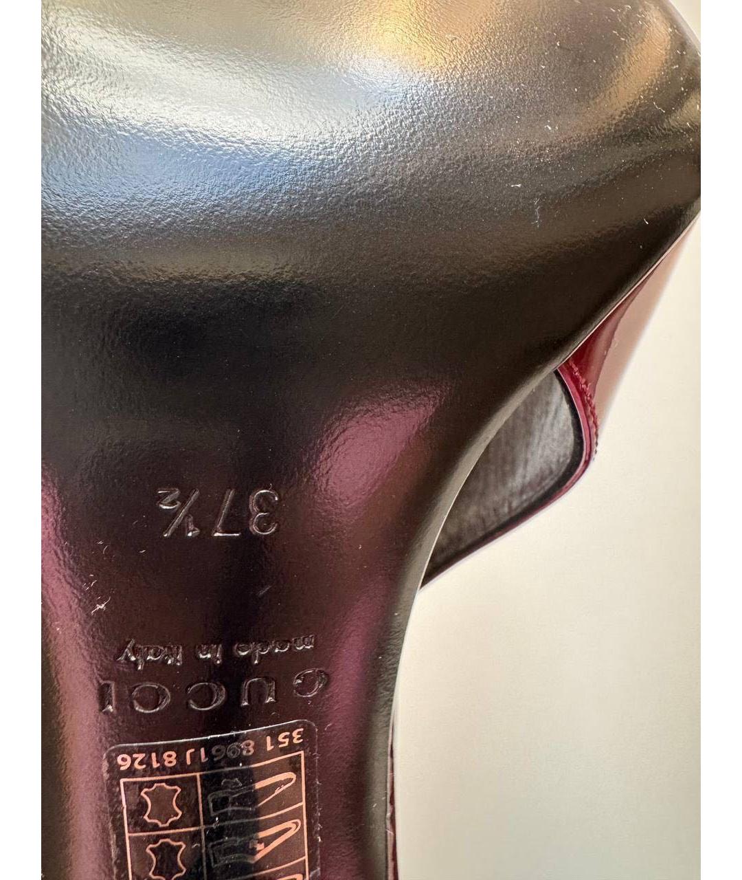 GUCCI Бордовые туфли из лакированной кожи, фото 2