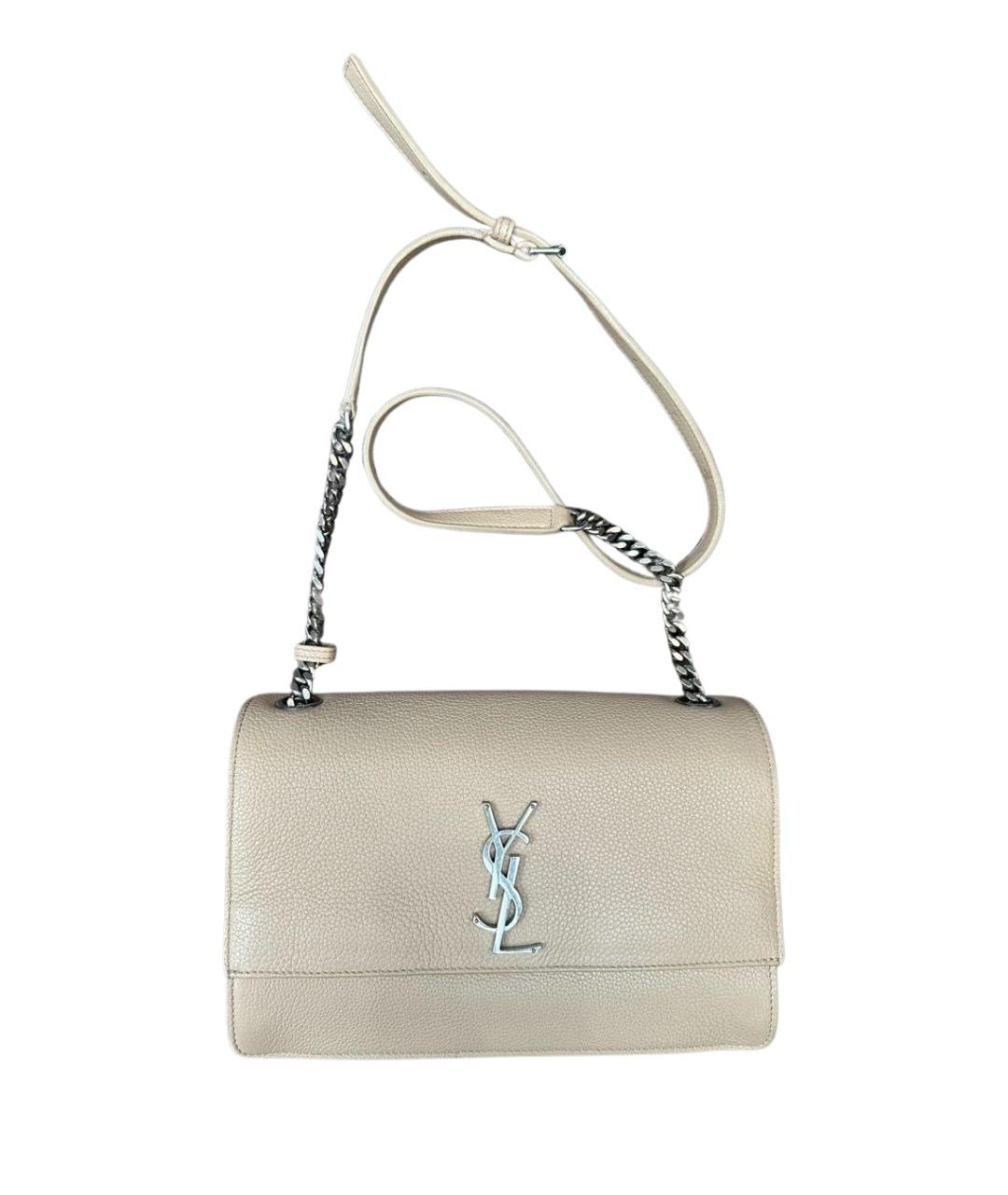SAINT LAURENT Бежевая кожаная сумка через плечо, фото 1