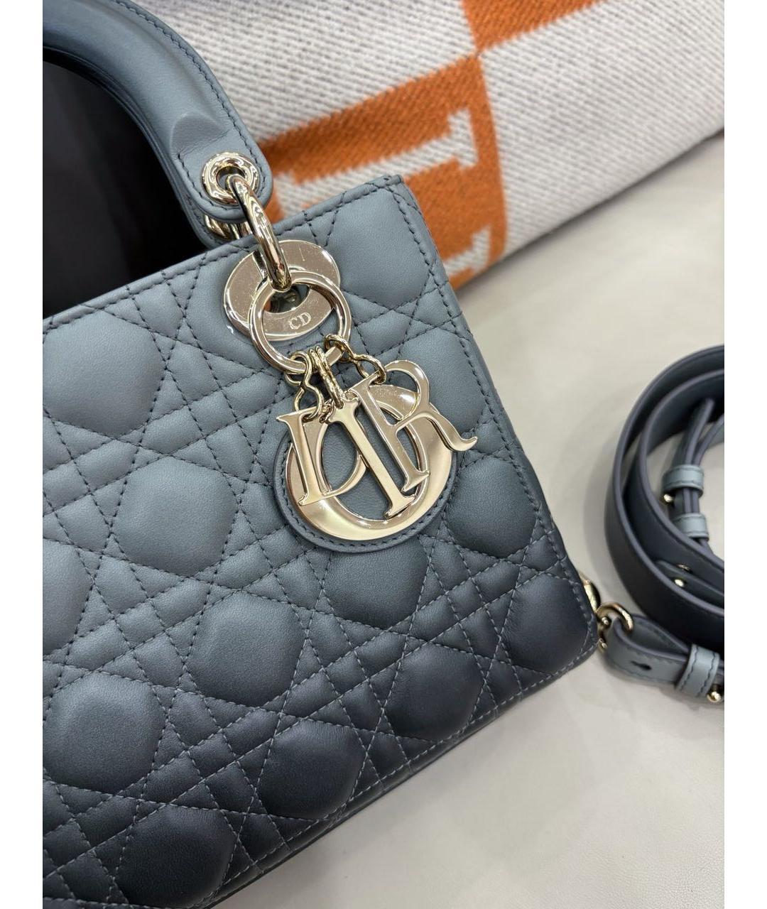 CHRISTIAN DIOR Серая кожаная сумка с короткими ручками, фото 3