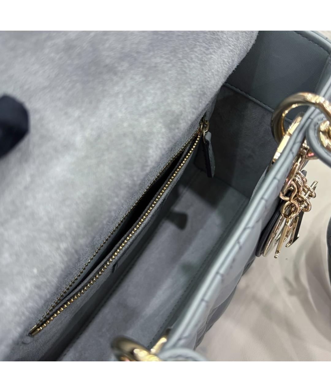 CHRISTIAN DIOR Серая кожаная сумка с короткими ручками, фото 8