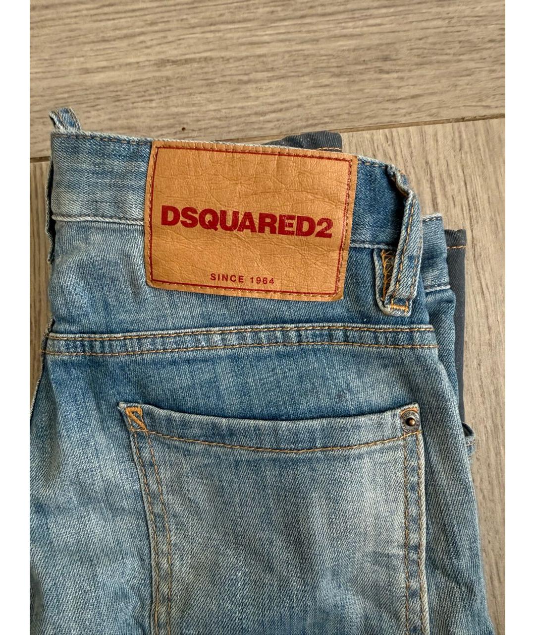 DSQUARED2 Синие хлопковые прямые джинсы, фото 5