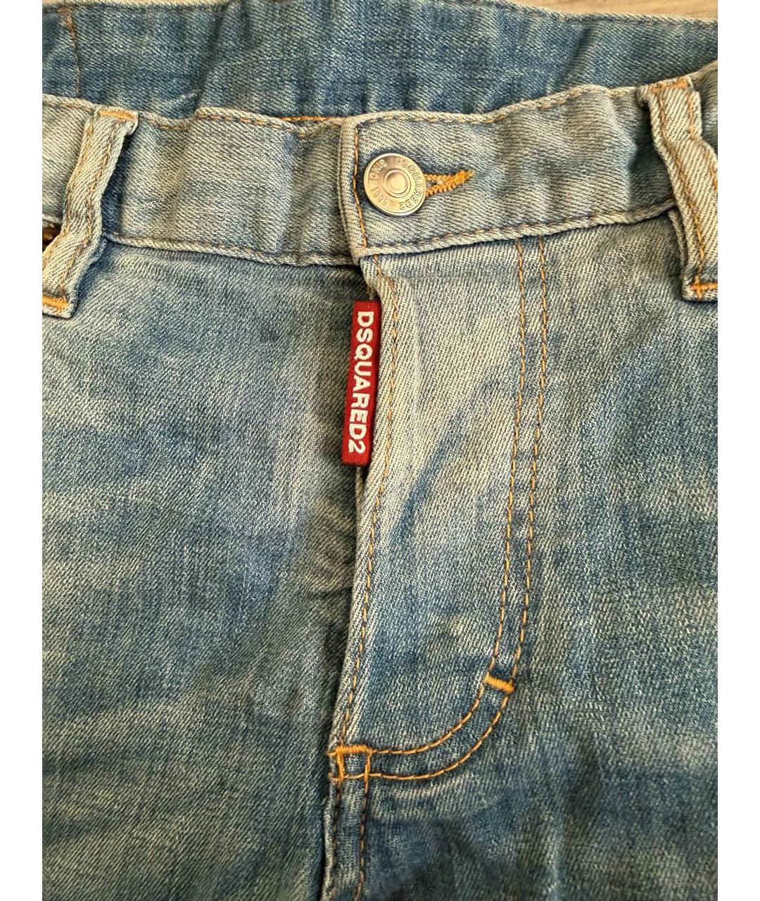 DSQUARED2 Синие хлопковые прямые джинсы, фото 6