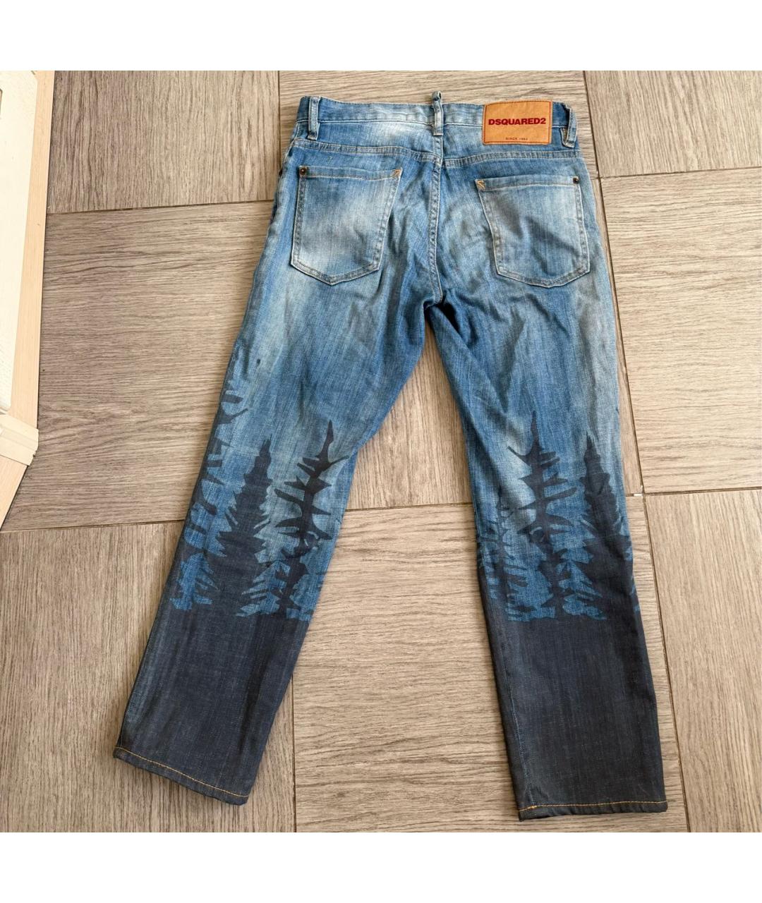 DSQUARED2 Синие хлопковые прямые джинсы, фото 2