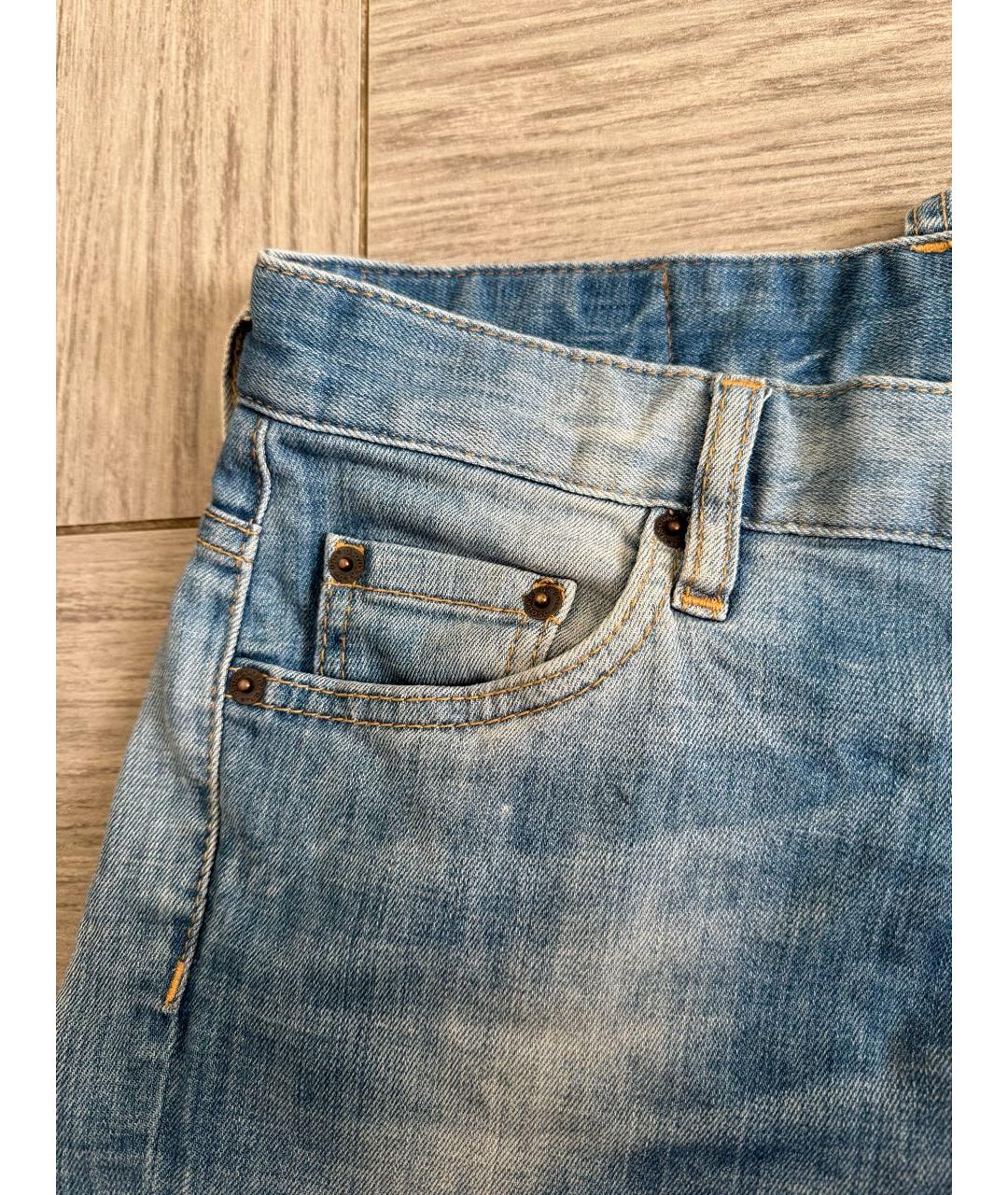 DSQUARED2 Синие хлопковые прямые джинсы, фото 4