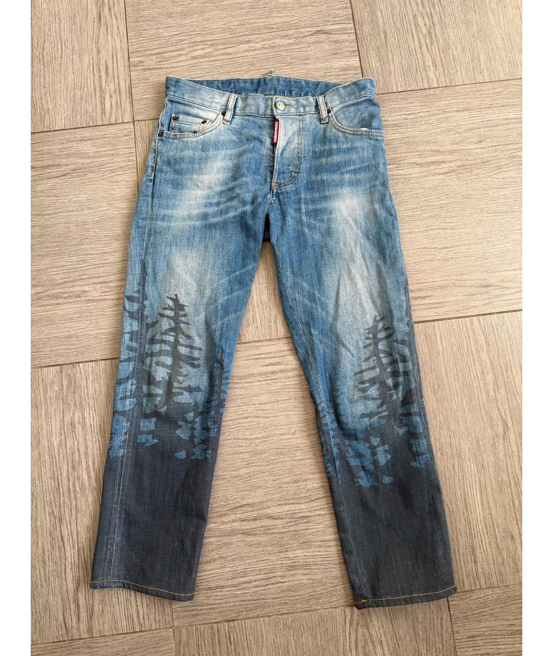 DSQUARED2 Синие хлопковые прямые джинсы, фото 7