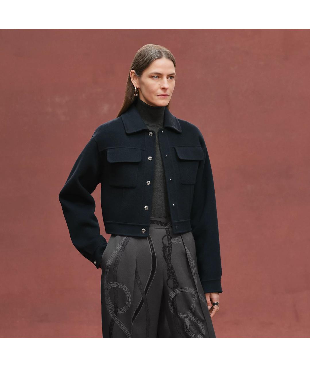 HERMES Черная кашемировая куртка, фото 7