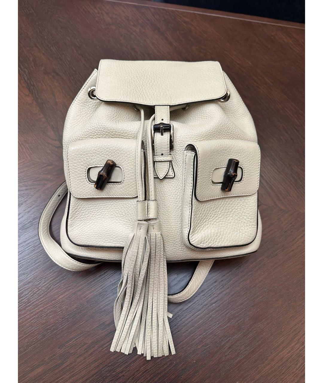 GUCCI Белый кожаный рюкзак, фото 5