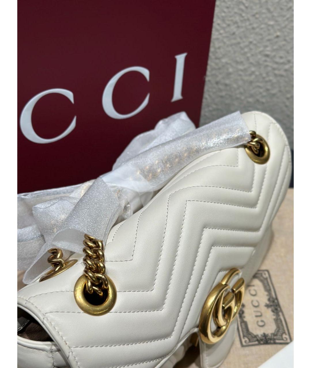 GUCCI Белая кожаная сумка через плечо, фото 5