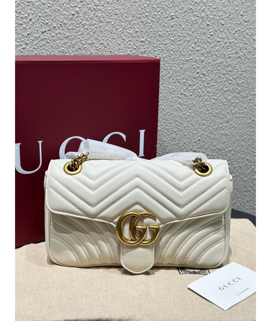 GUCCI Белая кожаная сумка через плечо, фото 2