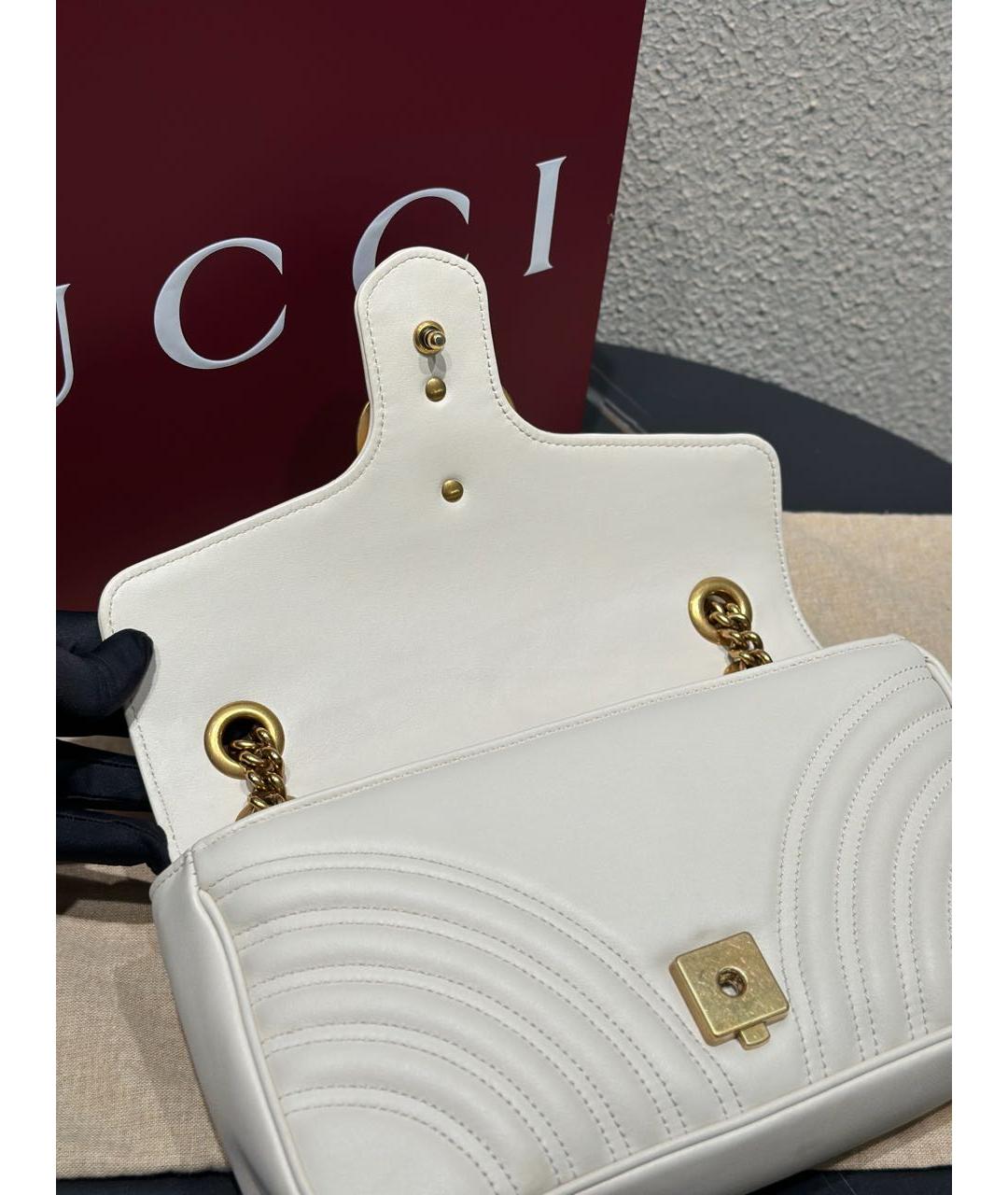 GUCCI Белая кожаная сумка через плечо, фото 7