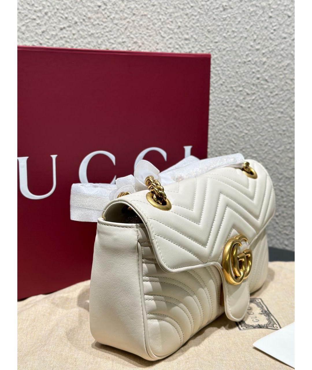 GUCCI Белая кожаная сумка через плечо, фото 3