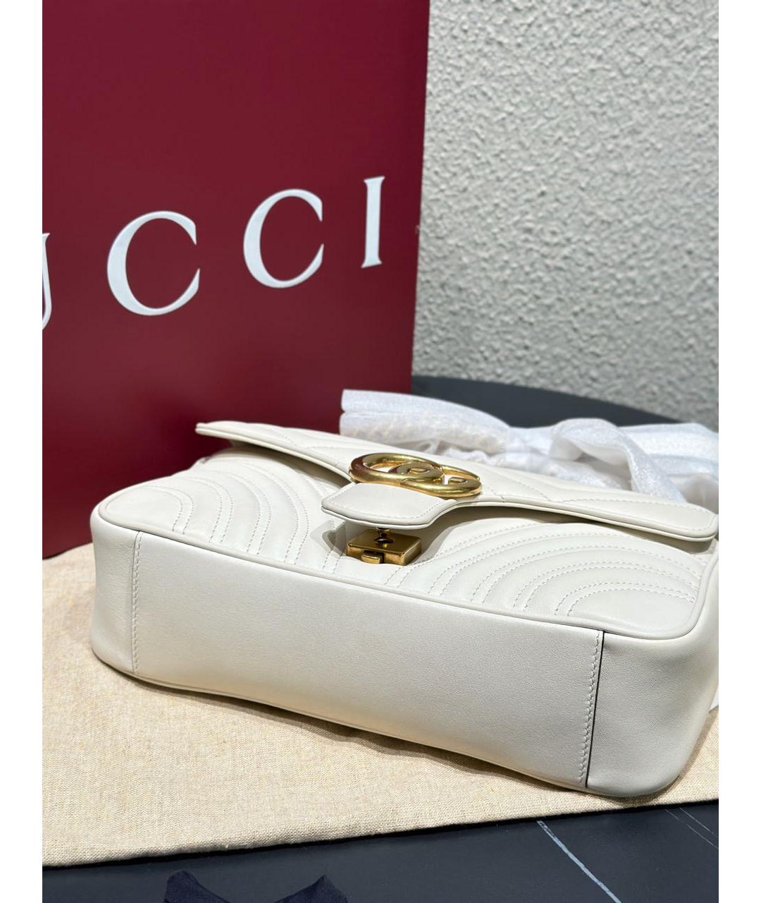 GUCCI Белая кожаная сумка через плечо, фото 6