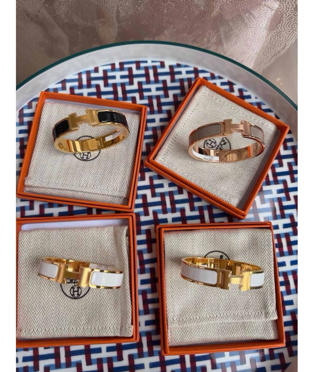 HERMES Черный металлический браслет, фото 3