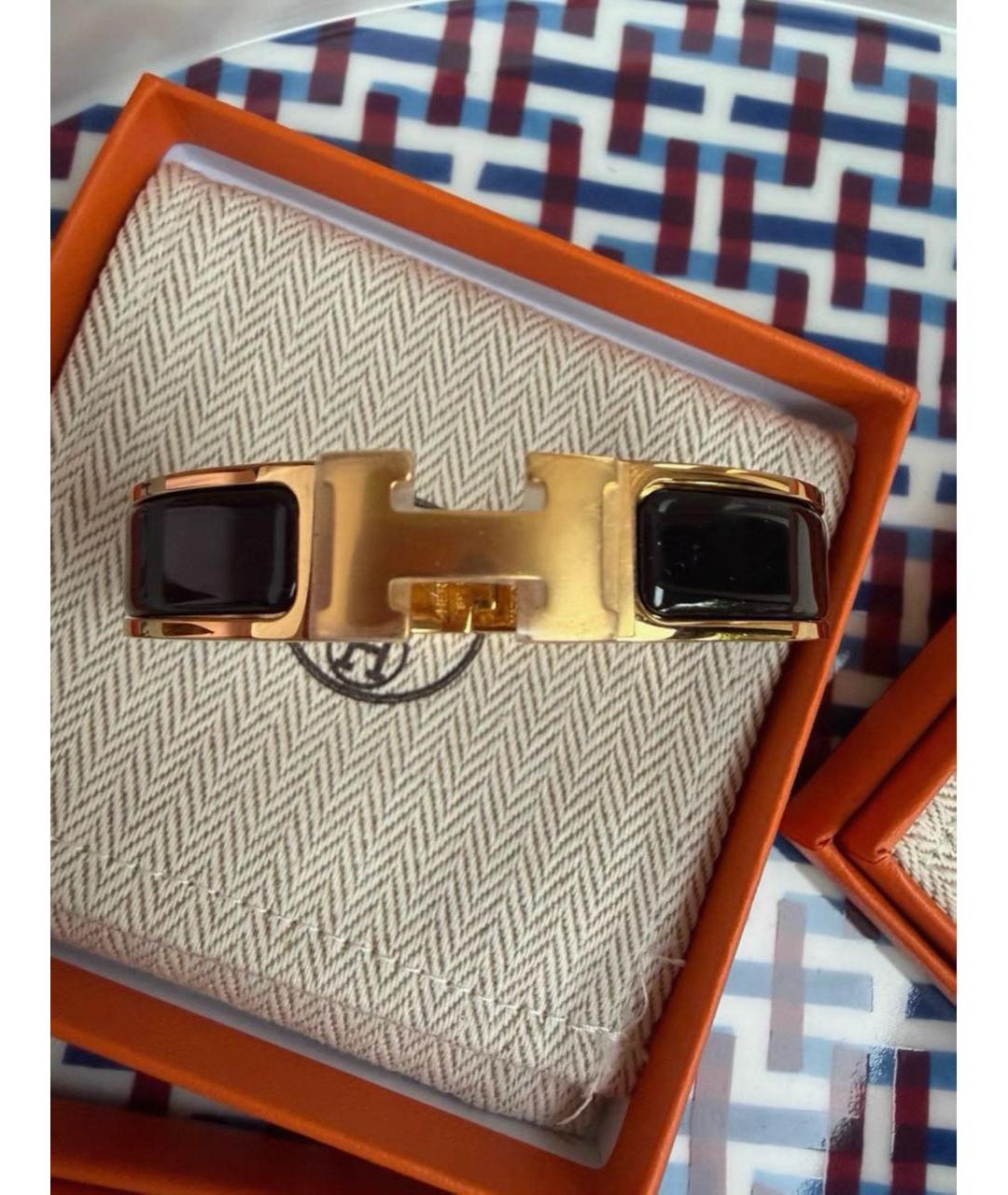 HERMES Черный металлический браслет, фото 2