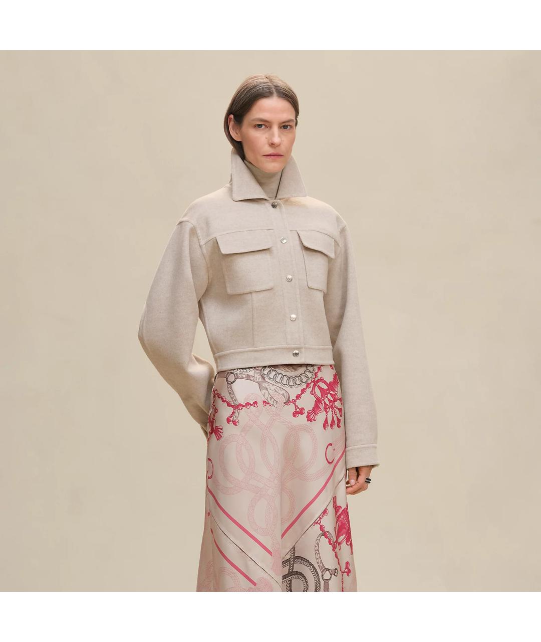 HERMES Бежевая кашемировая куртка, фото 6