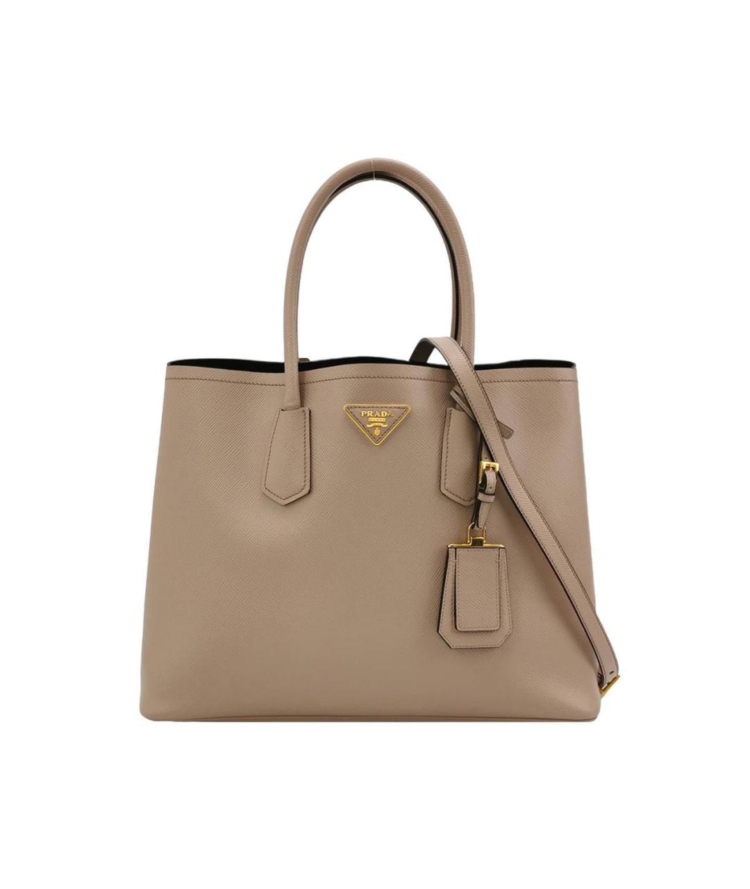 PRADA Бежевая кожаная сумка тоут, фото 9