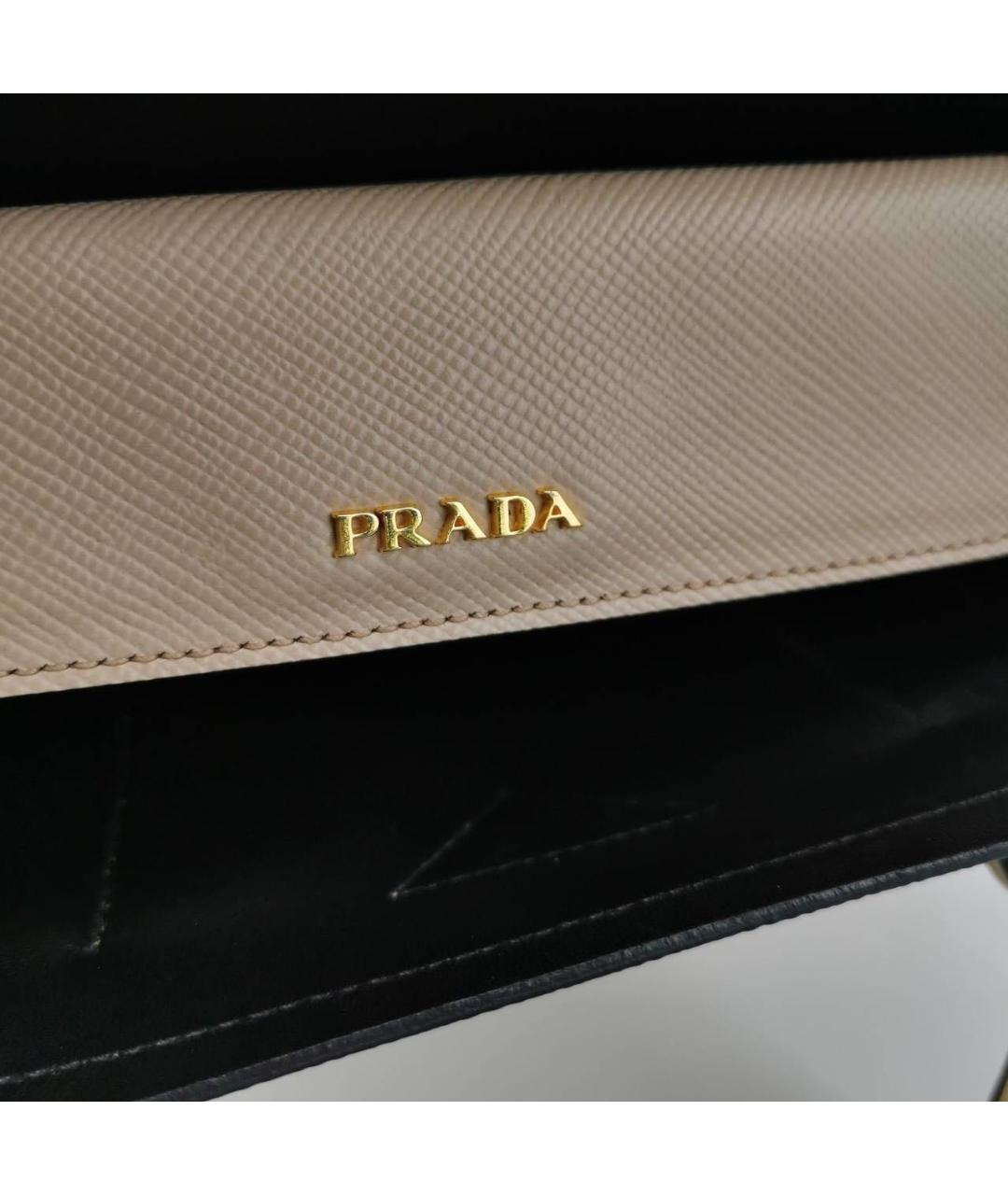 PRADA Бежевая кожаная сумка тоут, фото 8