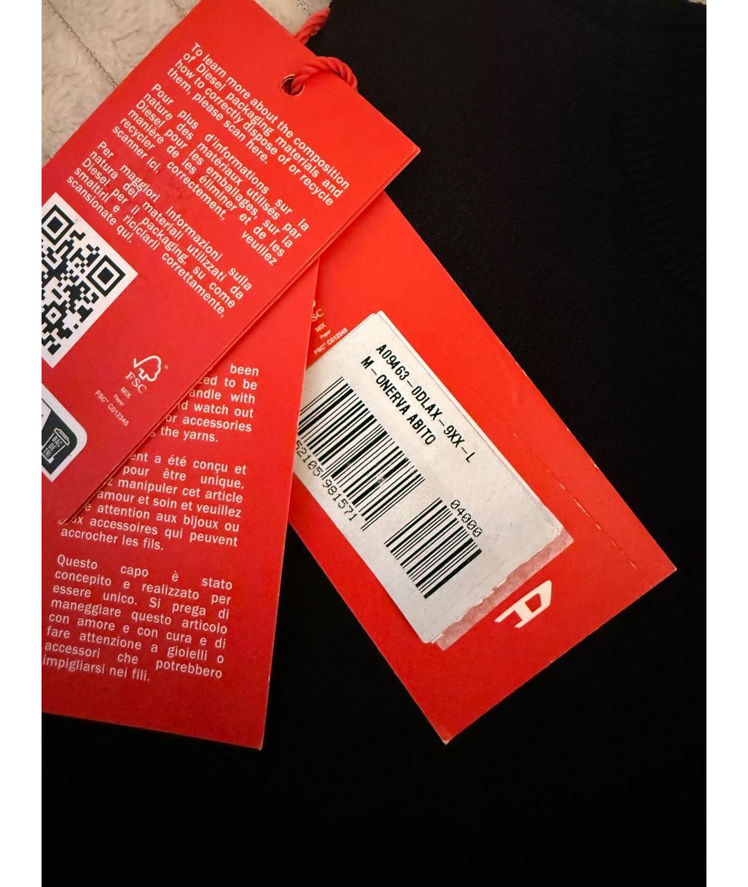 DIESEL Черное вискозное повседневное платье, фото 6