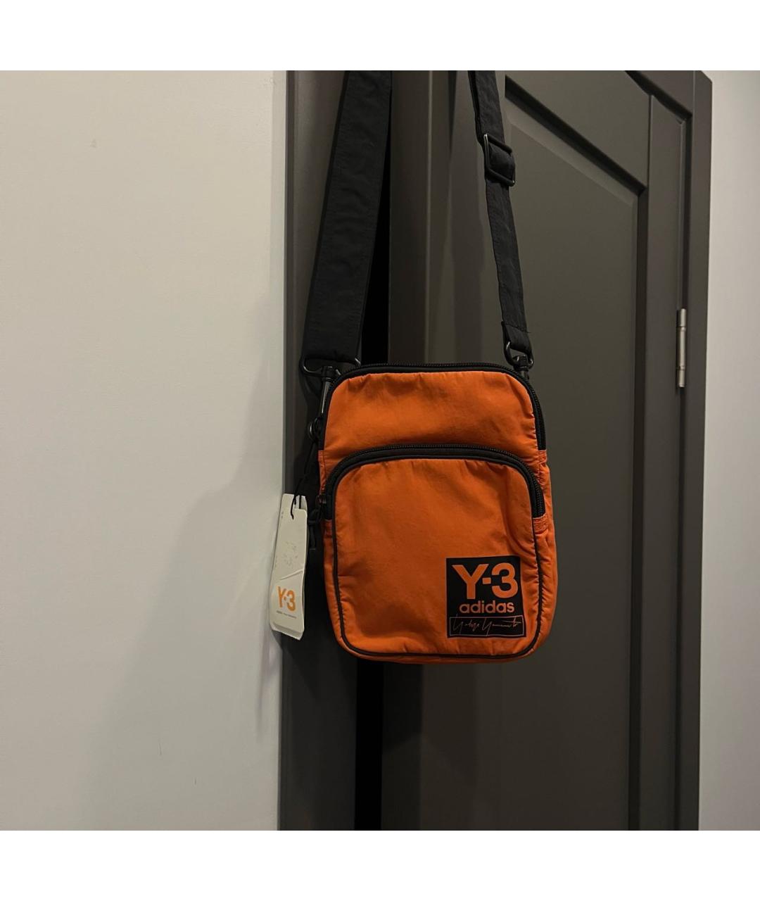 Y-3 Оранжевая синтетическая барсетка, фото 3