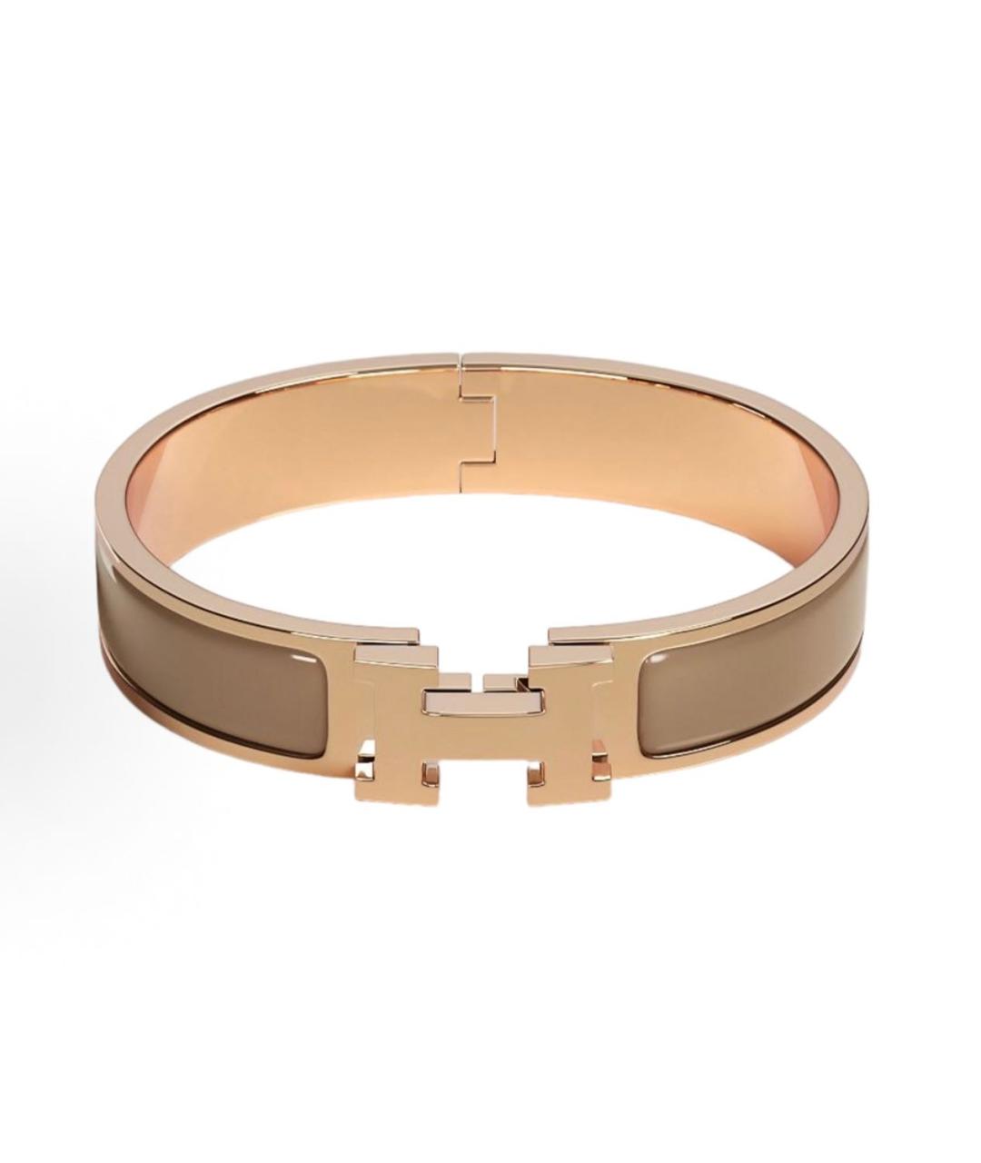 HERMES Бежевый металлический браслет, фото 4