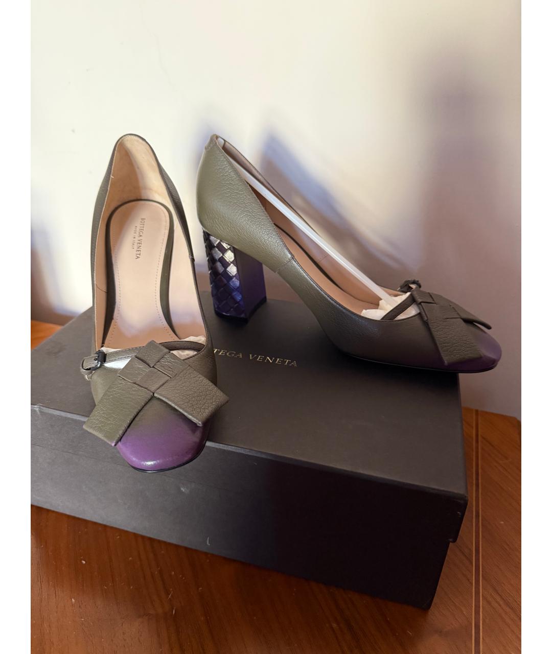 BOTTEGA VENETA Зеленые кожаные туфли, фото 2