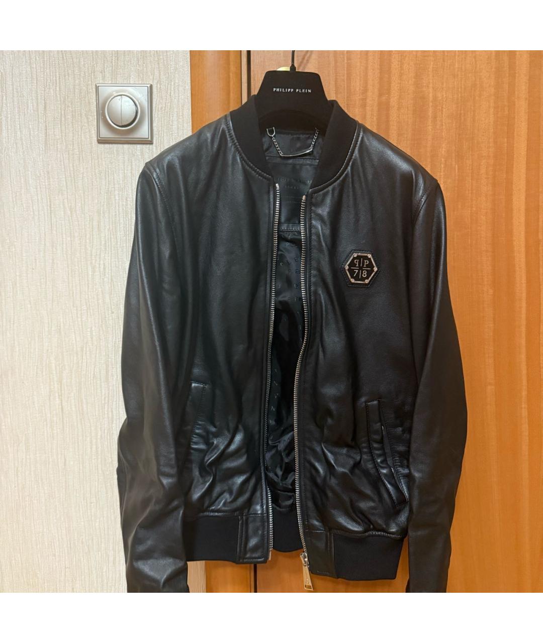 PHILIPP PLEIN Черная кожаная куртка, фото 3