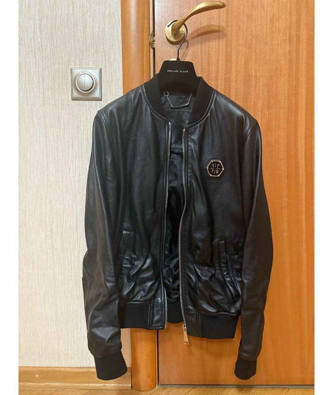 PHILIPP PLEIN Черная кожаная куртка, фото 2